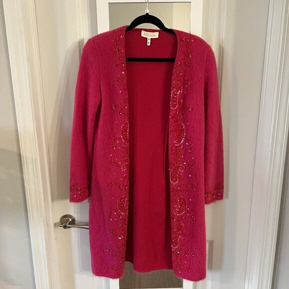 Escada Mohair Cardigan Sweater Size 38 Color Pink - Picture 1 of 6